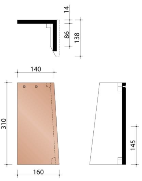 KOR GEVELPAN HALVE SPECIAAL RECHTS PLATO NATUURROOD 600