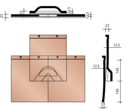 KOR VENTILATIEPAN PLATO KIT + ROOSTER OUD KOPER BEZAND 797