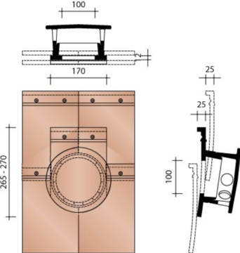 KOR KIT KOKERPAN 100MM + KAPJE + AANSLUITMODULE RUSTICA OMBRA EUR/ST 795