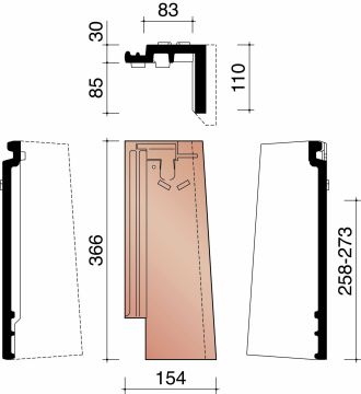 MIGEON VAUBAN GEVELPAN HALVE RECHTS ANTIEK BOURGOGNE 882
