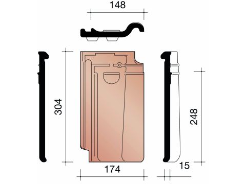 KOR DRIEKWARTPAN 44 ZWART VERGLAASD 738