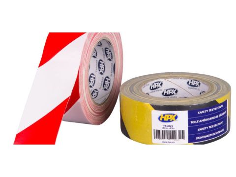 Hpx safety textile tape wit/rood 48mmx25m