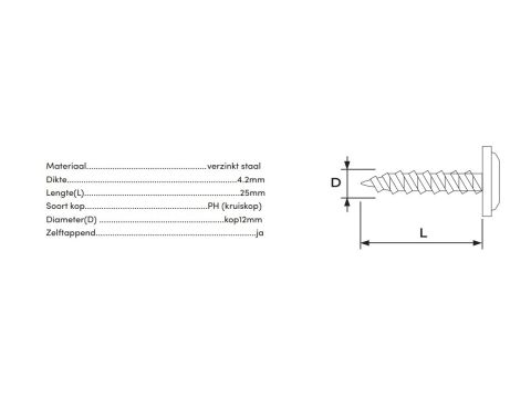 SOLID JOHN DAKRANDSCHROEF 4,2X25 500ST/DS EUR/DS