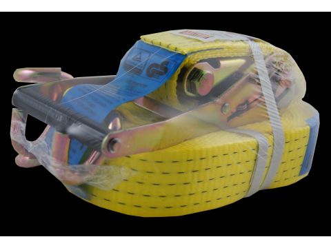 LED RATELSPANNER GEEL LINT 9M OPEN HAAK VERPA VERPLICHTE VERMELDING VAN LC (=WERKLAST) IPV BREEKKRACHT!