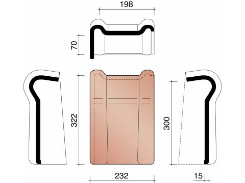 KOR GEVELHAAKVORST LINKS 44 ZWART VERGLAASD 738