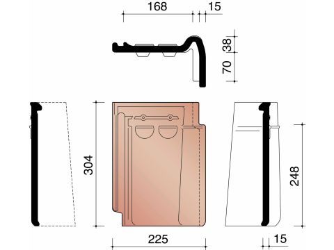 KOR GEVELPAN RECHTS 44 ZWART VERGLAASD 738