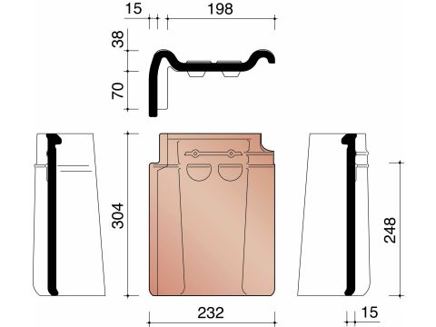 KOR GEVELPAN LINKS 44 ZWART VERGLAASD 738