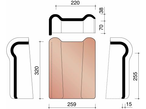 KOR GEVELHAAKVORST LINKS 993 ZWART VERGLAASD 738