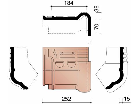 KOR GEVELKNIKPAN RECHTS 993 ANTRACIET 736