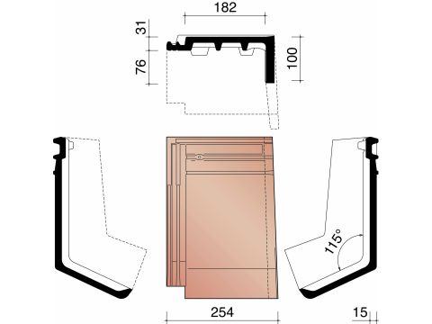 MIGEON ACTUA GEVELKNIKPAN RECHTS NATUURROOD 600