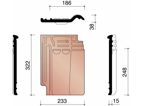KOR DRIEKWARTPAN 993 BRUIN VERGLAASD 670