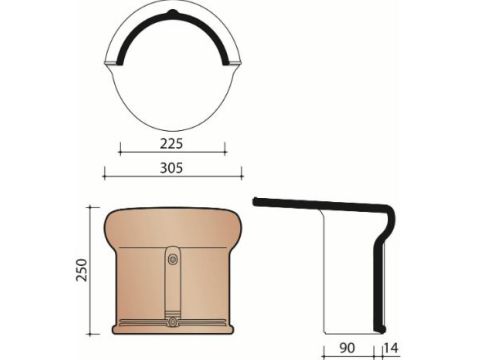 VHV VARIO BEGIN/EINDVORST HALFROND 225MM MET KOPPLAAT RUSTIEK 872