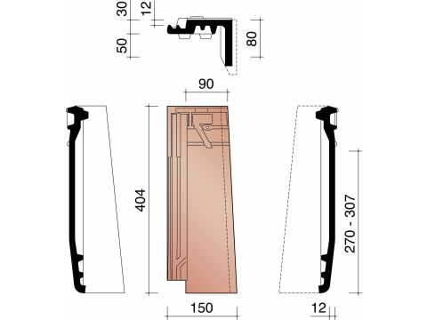 DATURA GEVELPAN HALVE RECHTS NATUURROOD+ 652