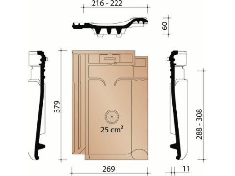 VHV VARIO VENTILATIEPAN-HAAKDOORVOERPAN RUSTIEK 872
