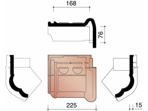 KOR GEVELKNIKPAN RECHTS 44 OUD LATEM BLAUW GESMOORD 721