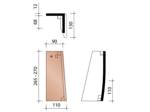 KOR GEVELPAN HALVE SPECIALE RECHTS RUSTCA OBSCURA 329 EUR/ST 329
