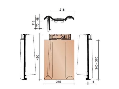 TRADIVA GEVELPAN LINKS DUITS MODEL GRIJS EDEL ENGOBE 715