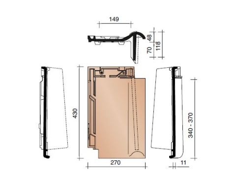 TRADIVA GEVELPAN RECHTS DUITS MODEL ANTRACIET MAT 703