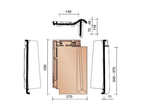 TRADIVA GEVELPAN RECHTS DUITS MODEL NATUURROOD+ 652