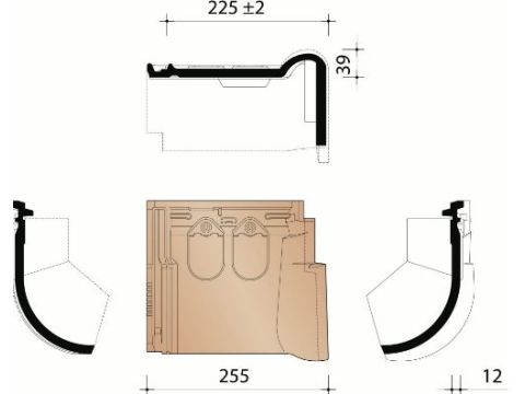 KOR GEVELKNIKPAN RECHTS VARIO 18 NATUURROOD 600