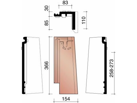 MIGEON VAUBAN GEVELPAN HALVE RECHTS ANTIEK BOURGOGNE 882