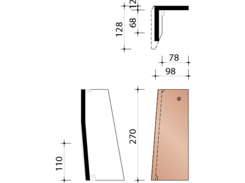 KOR GEVELPAN HALVE SPECIAAL LINKS 301 WIJNROOD VERGLAASD 614