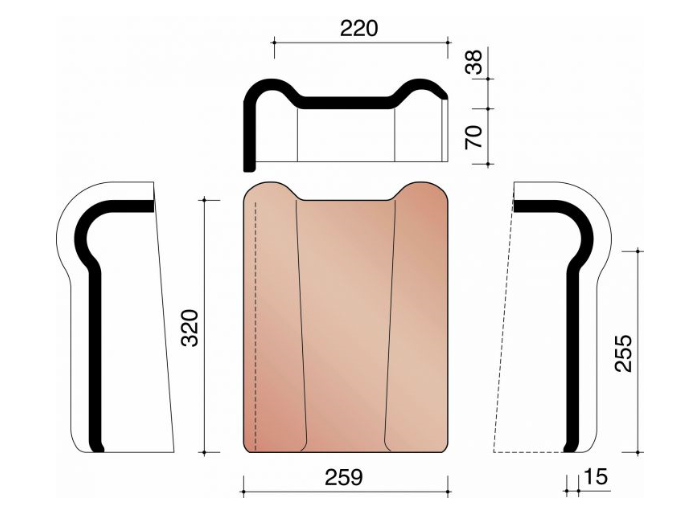 Kor gevelhaakvorst links 993 leikleur mat verglaasd 705