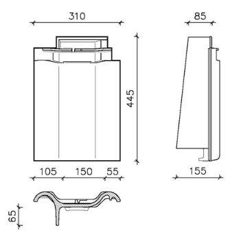 Crea gevelpan links duits model harmonica zwart edel engobe eur/st 745