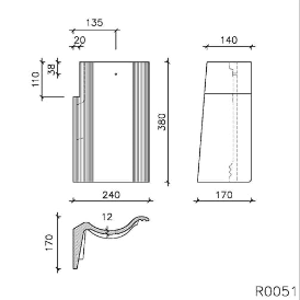 Brugse gevelpan l blauw-grijs