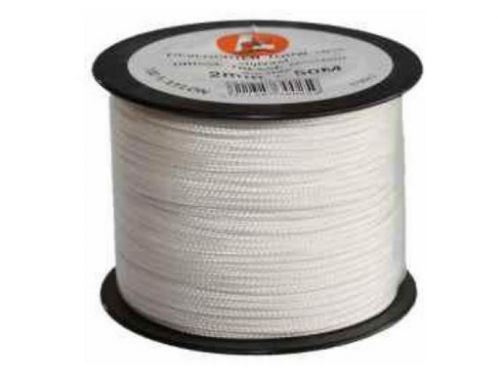 Led gevlochten nylon wit  2mm b  50m