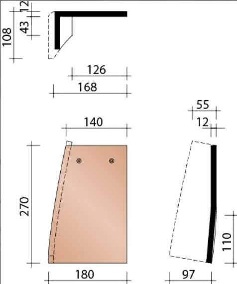 Kor hoekstuk links 301 antraciet 736