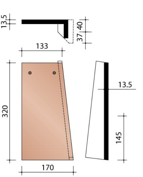 Kor hoekstuk rechts plato antraciet mat 703