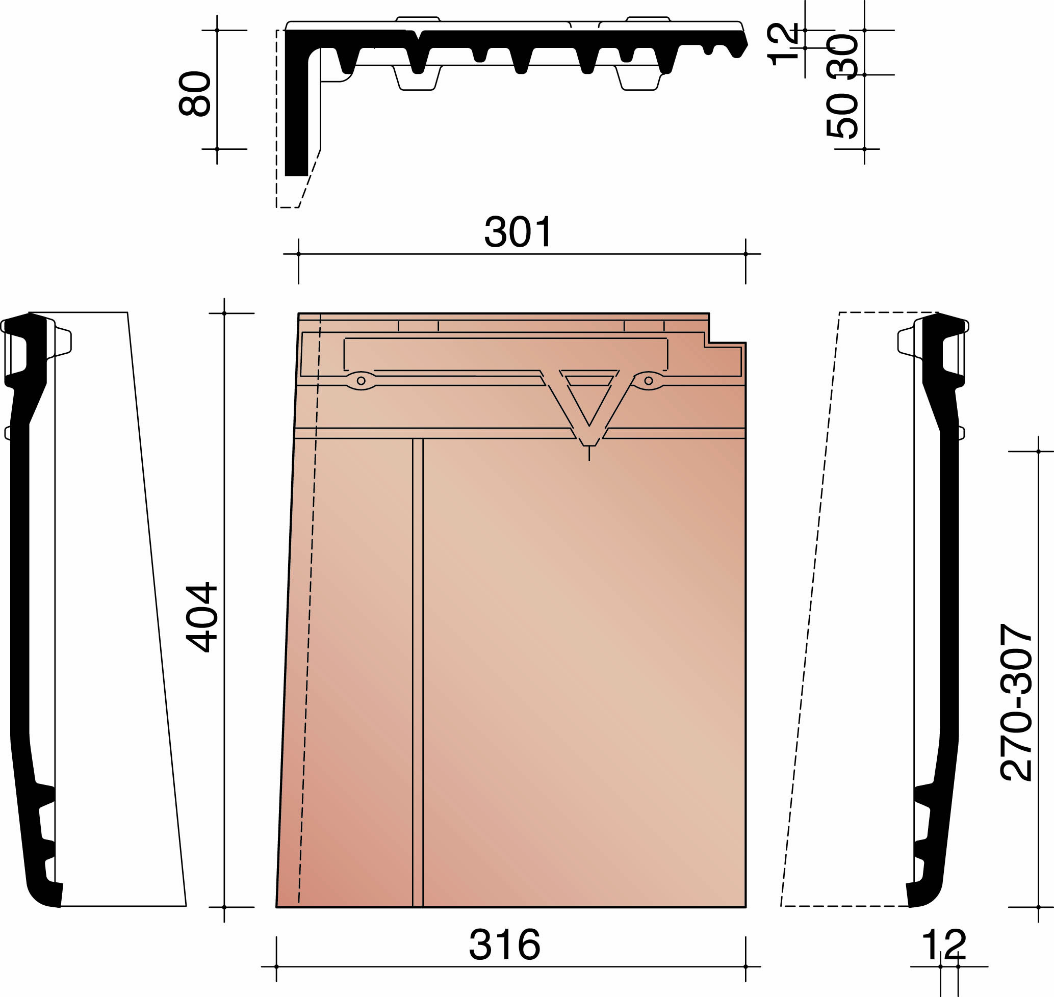 Datura gevelpan anderhalve links rustiek 872