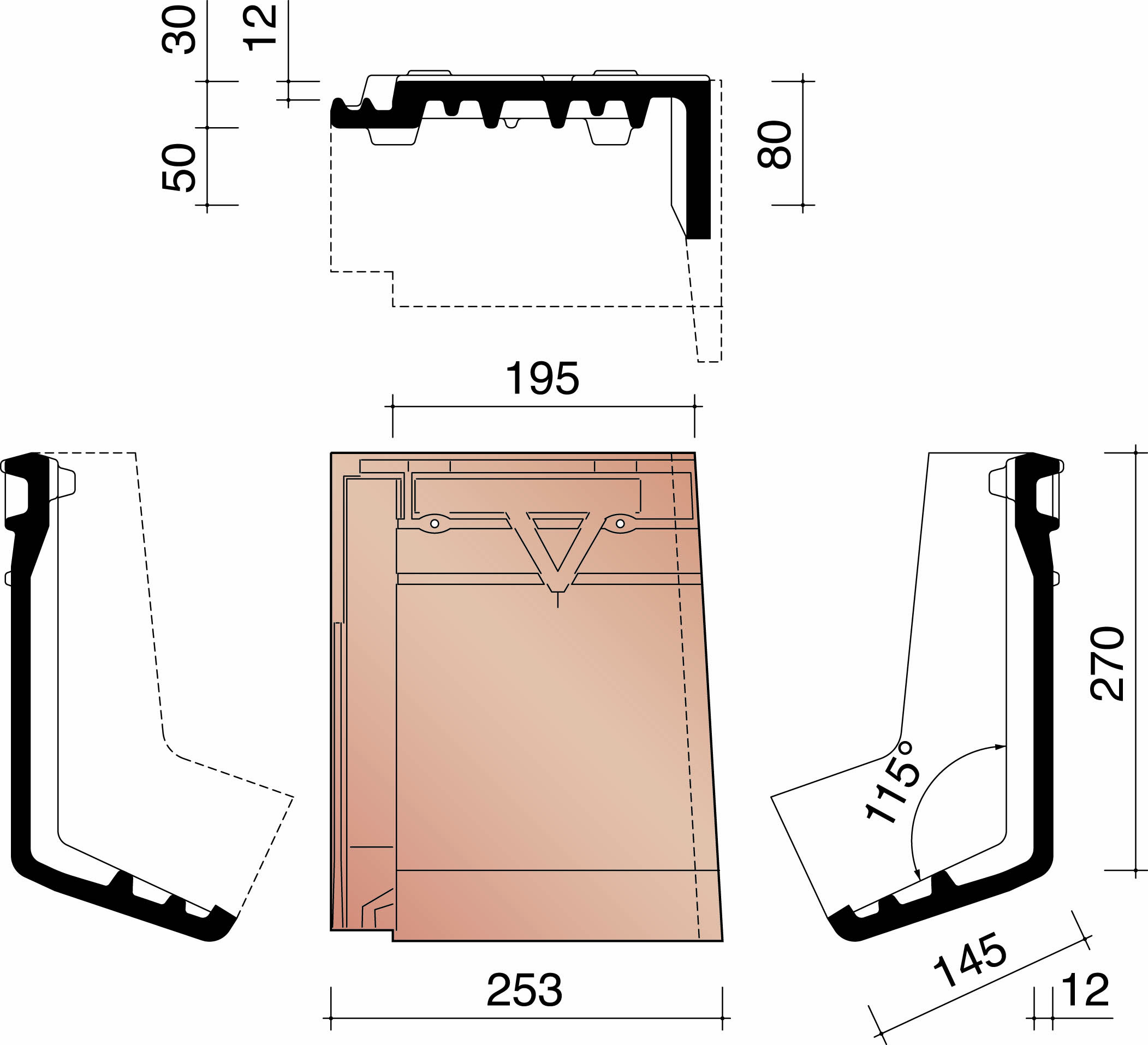 Datura gevelknikpan rechts rustiek 872