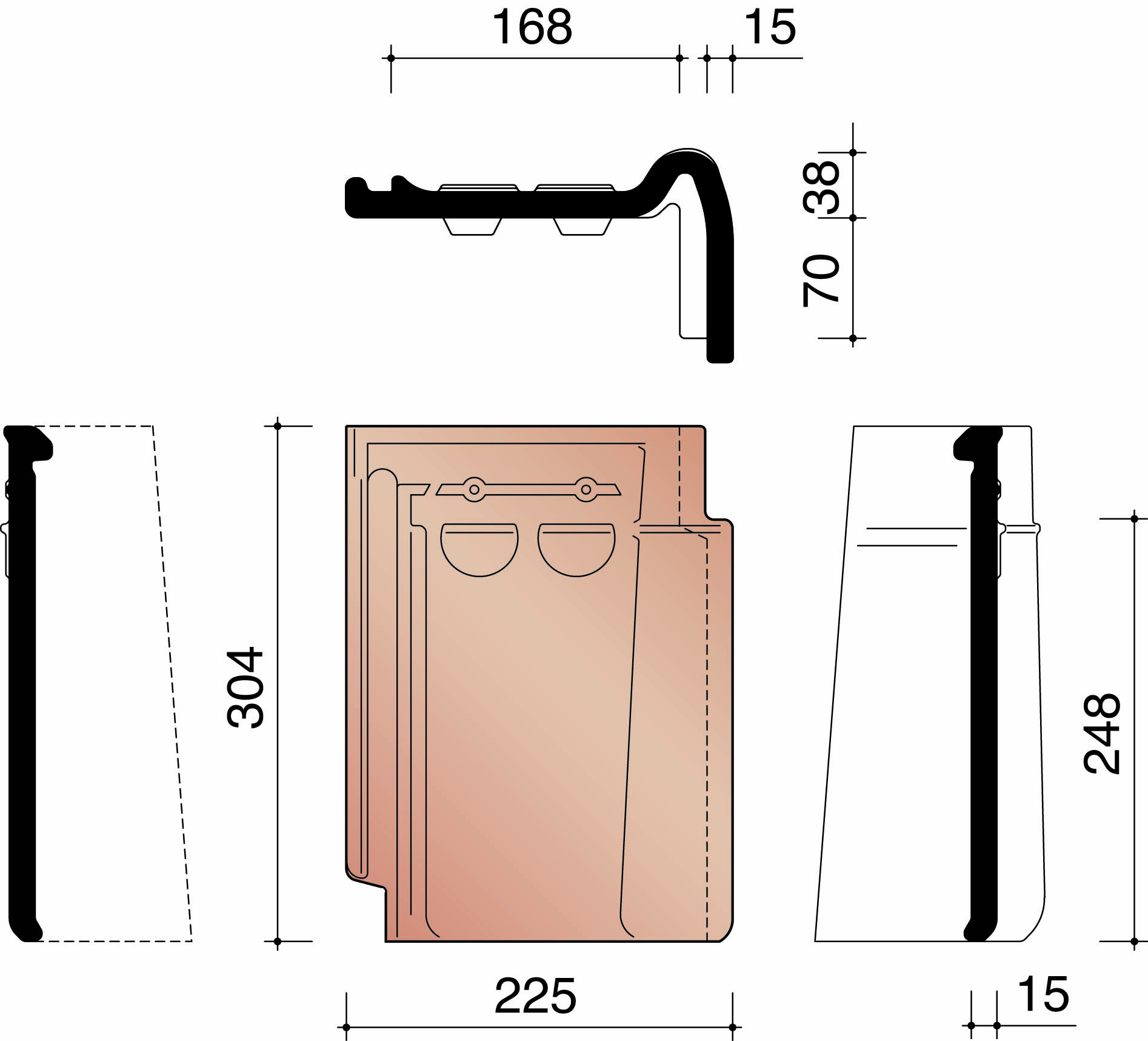 Kor gevelpan rechts 44 violine 869