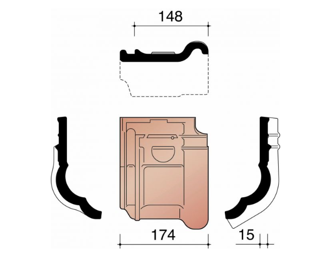 Kor driekwartknikpan 44 natuurrood 600
