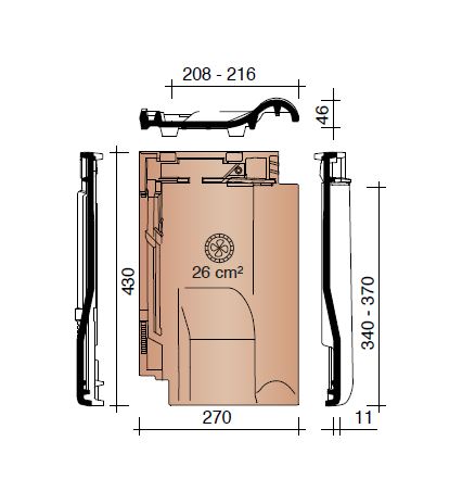 Tradiva ventilatiepan+rooster in kunststof antraciet mat 703