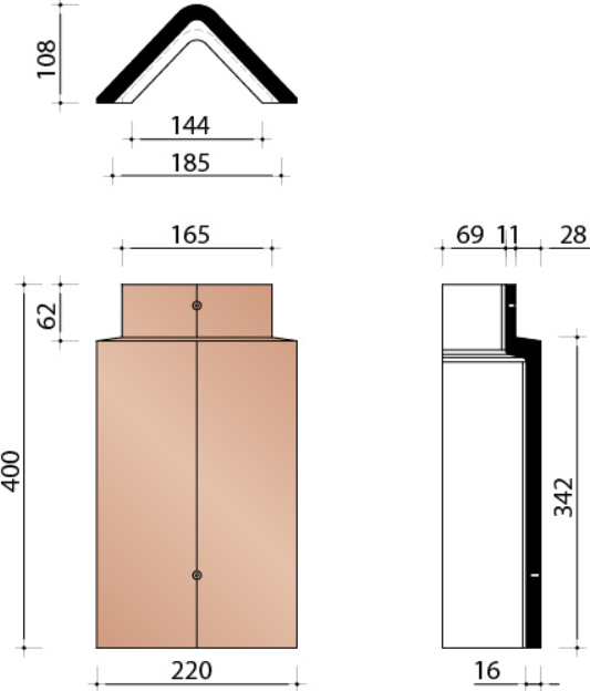 Kor vorst hoekig  plato antraciet mat 703