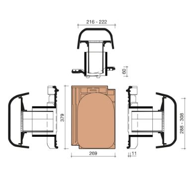 Vhv vario kit kokerpan 125mm + kapje + aansluitingsmodule + reductorstuk rustiek 872