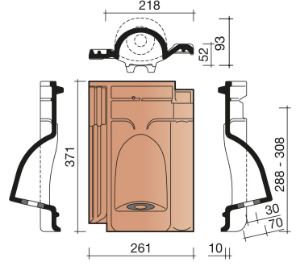 Vhv vario kabeldoorvoerpan dia 50mm natuurrood+ 652