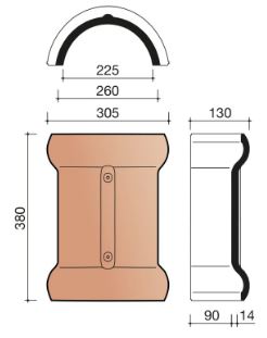 Vhv vario vorst halfrond 225mm natuurrood+ 652