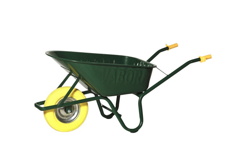 Vb kruiwagen bouw 90l 1,3mm groen gelakt versterkt + vol wiel rf802-kg eur/st